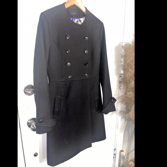 Ted Baker Black Double-Breasted Trench Coat – Size 4 - Picture 2 of 5